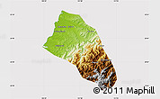 Physical Map of Xinzhu, cropped outside