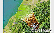 Physical Map of Xinzhu, satellite outside