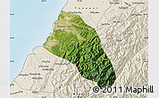Satellite Map of Xinzhu, shaded relief outside