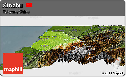 Physical Panoramic Map of Xinzhu, darken