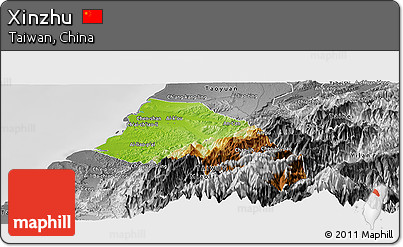 Physical Panoramic Map of Xinzhu, desaturated