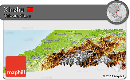 Physical Panoramic Map of Xinzhu