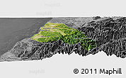 Satellite Panoramic Map of Xinzhu, desaturated