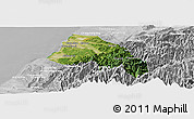 Satellite Panoramic Map of Xinzhu, lighten, desaturated