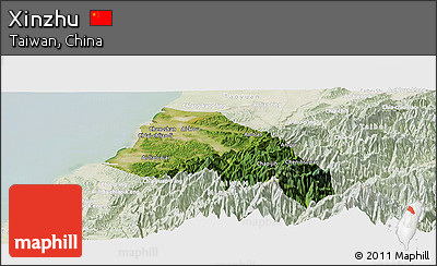 Satellite Panoramic Map of Xinzhu, lighten