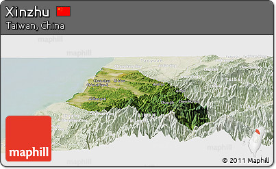 Satellite Panoramic Map of Xinzhu, lighten