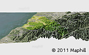 Satellite Panoramic Map of Xinzhu, semi-desaturated