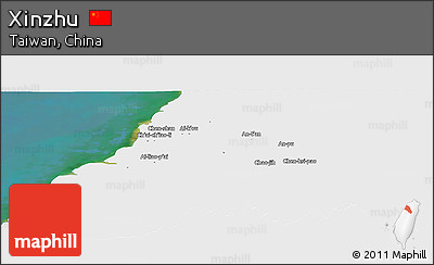 Satellite Panoramic Map of Xinzhu, single color outside