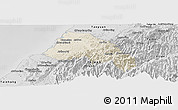 Shaded Relief Panoramic Map of Xinzhu, desaturated