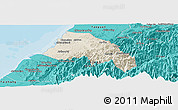 Shaded Relief Panoramic Map of Xinzhu, political outside