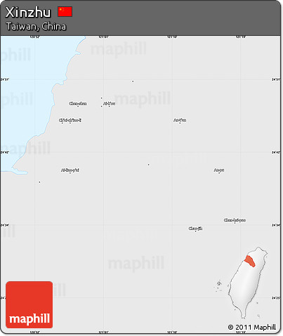 Silver Style Simple Map of Xinzhu, single color outside