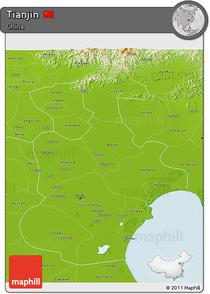 Physical 3D Map of Tianjin
