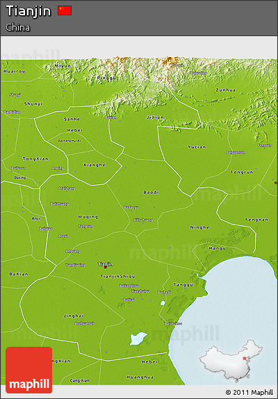Physical 3D Map of Tianjin