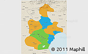 Political 3D Map of Tianjin, shaded relief outside
