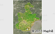 Satellite 3D Map of Tianjin, semi-desaturated
