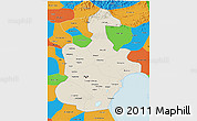 Shaded Relief 3D Map of Tianjin, political outside