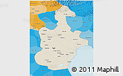 Shaded Relief 3D Map of Tianjin, political shades outside