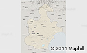 Shaded Relief 3D Map of Tianjin, semi-desaturated
