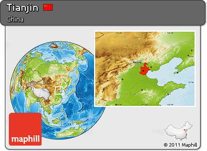 Physical Location Map of Tianjin