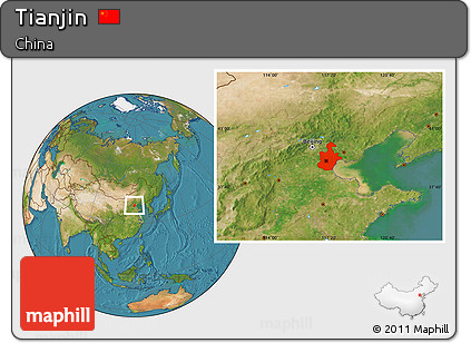 Satellite Location Map of Tianjin