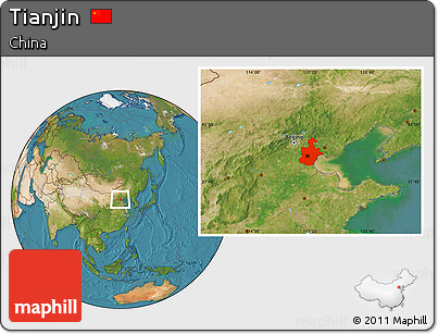 Satellite Location Map of Tianjin