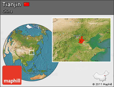 Satellite Location Map of Tianjin