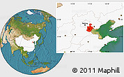 Satellite Location Map of Tianjin, highlighted country