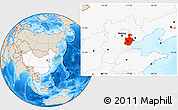 Shaded Relief Location Map of Tianjin, highlighted country