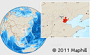 Shaded Relief Location Map of Tianjin