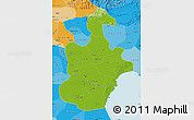 Physical Map of Tianjin, political shades outside