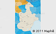 Shaded Relief Map of Tianjin, political shades outside