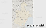 Shaded Relief Map of Tianjin, semi-desaturated