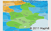 Political Shades Panoramic Map of Tianjin