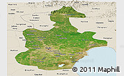 Satellite Panoramic Map of Tianjin, shaded relief outside
