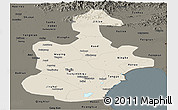 Shaded Relief Panoramic Map of Tianjin, darken