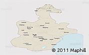 Shaded Relief Panoramic Map of Tianjin, single color outside