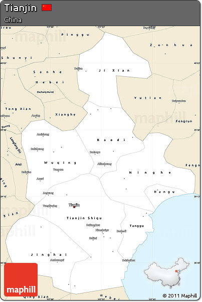 Classic Style Simple Map of Tianjin