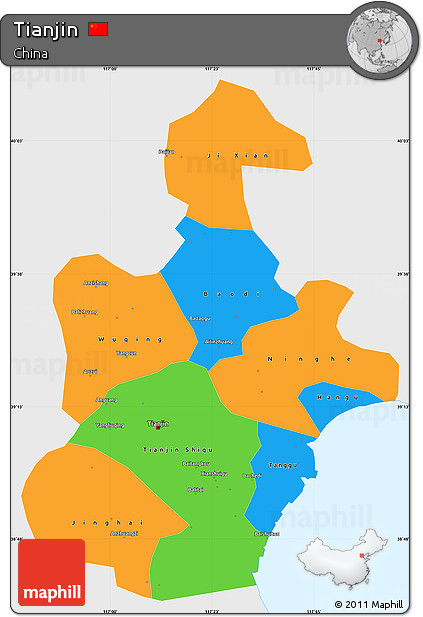 Political Simple Map of Tianjin, single color outside