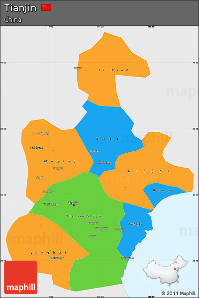 Political Simple Map of Tianjin, single color outside