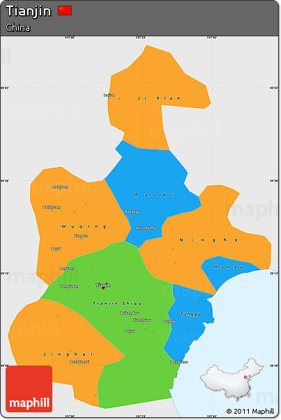 Political Simple Map of Tianjin, single color outside