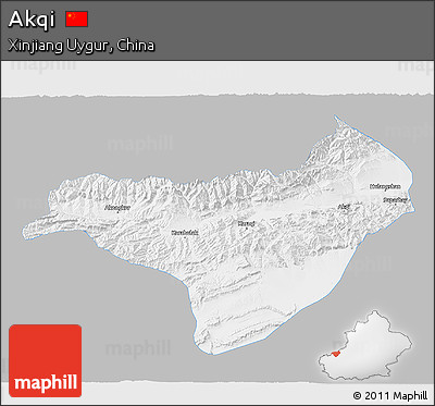 Gray 3D Map of Akqi, single color outside