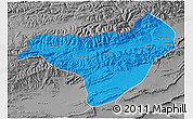 Political 3D Map of Akqi, desaturated