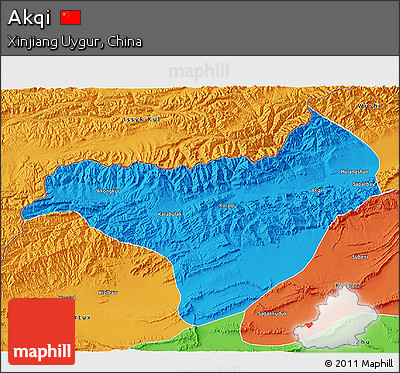 Political 3D Map of Akqi