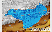 Political 3D Map of Akqi, physical outside
