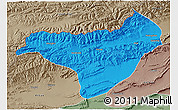 Political 3D Map of Akqi, semi-desaturated