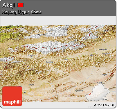 Satellite 3D Map of Akqi
