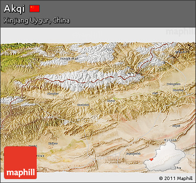 Satellite 3D Map of Akqi