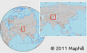 Gray Location Map of Akqi, within the entire country