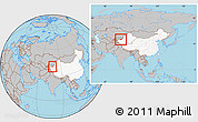 Gray Location Map of Akqi, highlighted country, within the entire country