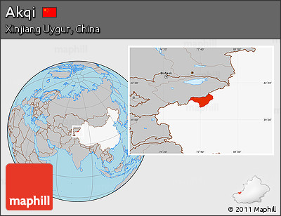 Gray Location Map of Akqi, highlighted country